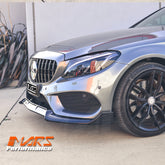 Gloss Black Brabus Style Front bumper Lip Spoiler for Mercedes-Benz C-Class C205 S205 W205 AMG Package & C43 2015-2018